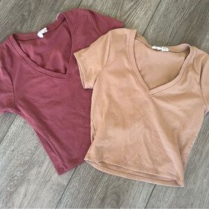 TILLY’S Ribbed V-Neck Women Crop Tops (2)